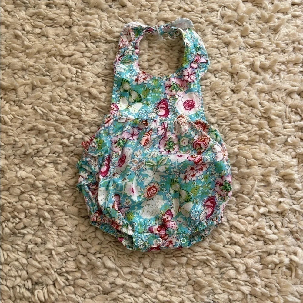 Tutu & Lulu turquoise floral bubble romper 6-12 m